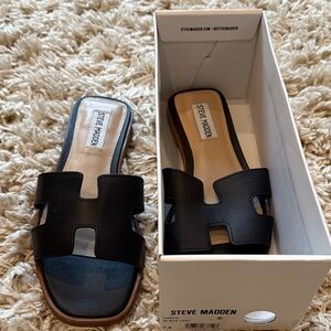 Steve Madden Black Slide Sandals